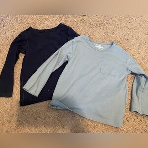 Cat & Jack Bundle of Two Boys 3T Light Blue and Dark Blue Long Sleeve Shirts